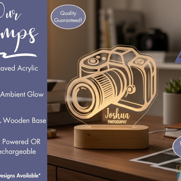 Personalized Camera Night Light – Custom LED Photo Room Lamp - Picture 3 of 8